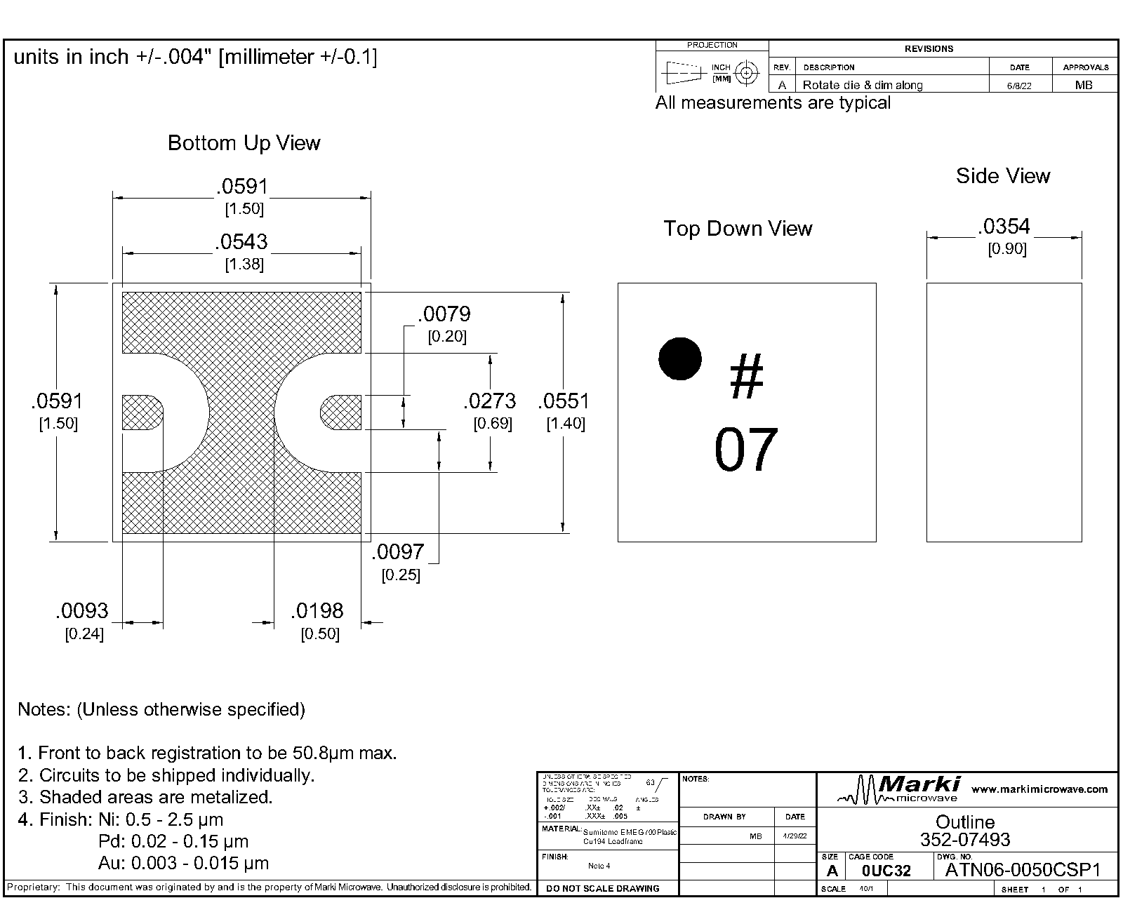 ATN06-0050CSP1_Chip Scale Package MMIC 50 GHz 6dB Attenuator